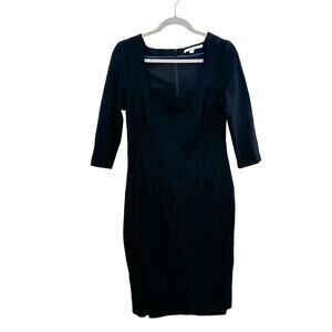 Boden Sweetheart Neck 3/4 Sleeves‎ Sheath Knee Length Dress Black Size 8